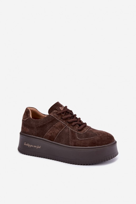platformas sporta apavi no mākslīgā zamša Lee Cooper LCJ-26-01-4644 šokolādes krāsā