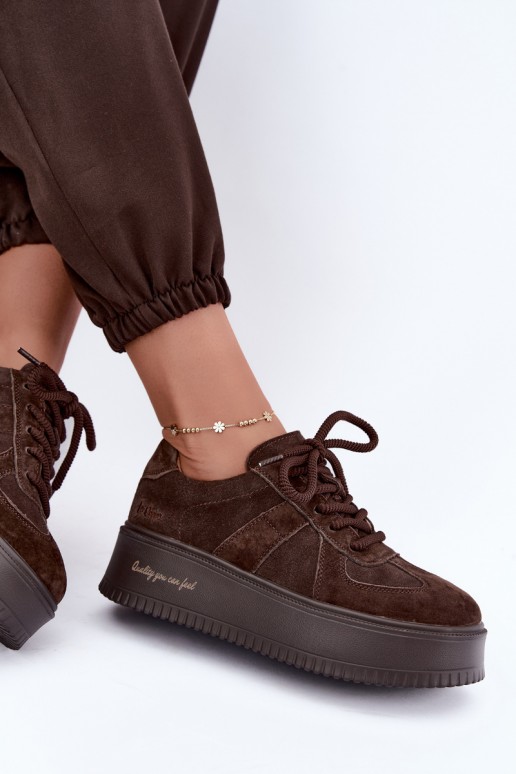 platformas sporta apavi no mākslīgā zamša Lee Cooper LCJ-26-01-4644 šokolādes krāsā