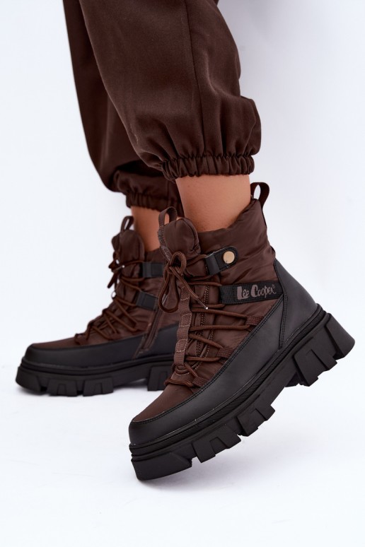 sieviešu sniega zābaki Lee Cooper LCJ-26-01-4631 brūnā krāsā