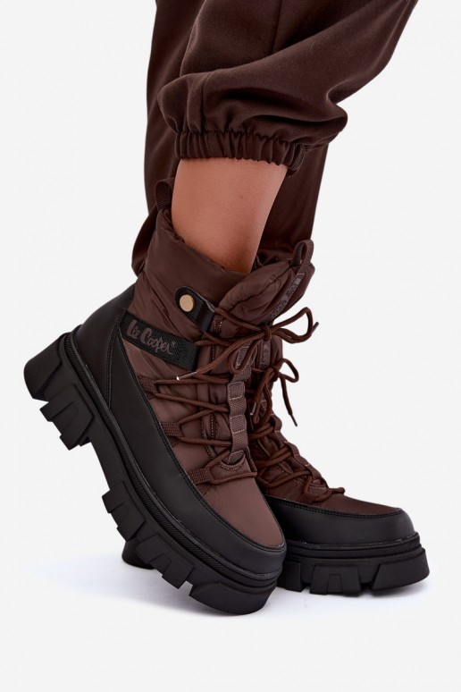 sieviešu sniega zābaki Lee Cooper LCJ-26-01-4631 brūnā krāsā