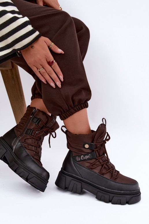 sieviešu sniega zābaki Lee Cooper LCJ-26-01-4631 brūnā krāsā