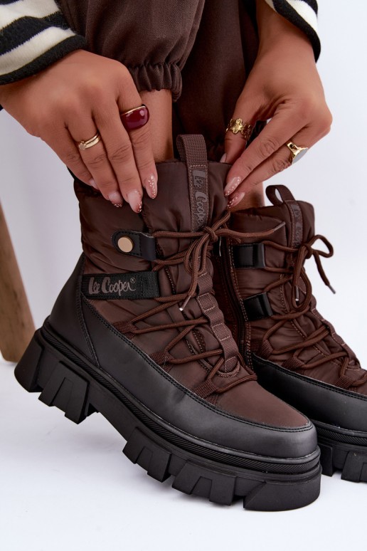 sieviešu sniega zābaki Lee Cooper LCJ-26-01-4631 brūnā krāsā