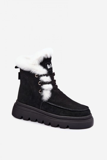 sieviešu sniega zābaki no mākslīgā zamša Lee Cooper LCJ-25-01-3737 melnā krāsā