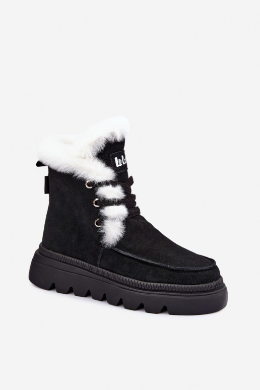sieviešu sniega zābaki no mākslīgā zamša Lee Cooper LCJ-25-01-3737 melnā krāsā