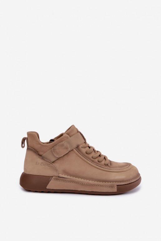 siltināti potītes zābaki no dabīgās ādas Lee Cooper LCJ-26-19-4603 haki krāsā