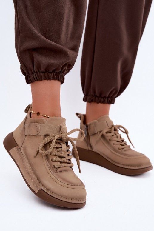 siltināti potītes zābaki no dabīgās ādas Lee Cooper LCJ-26-19-4603 haki krāsā
