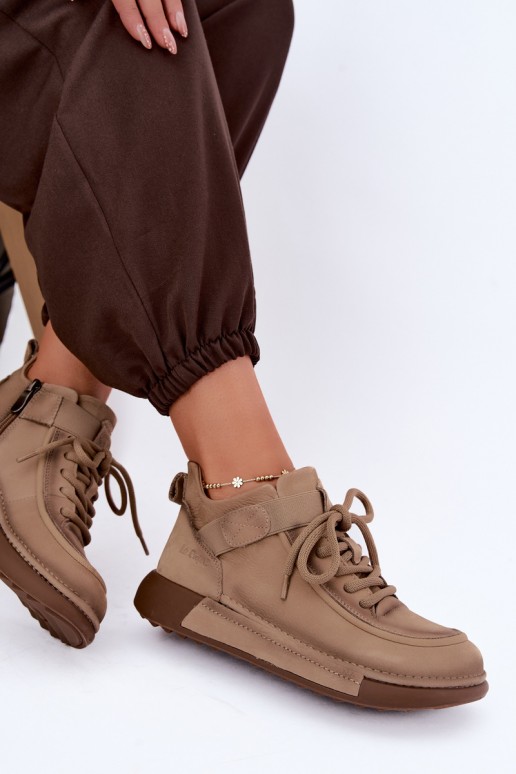 siltināti potītes zābaki no dabīgās ādas Lee Cooper LCJ-26-19-4603 haki krāsā