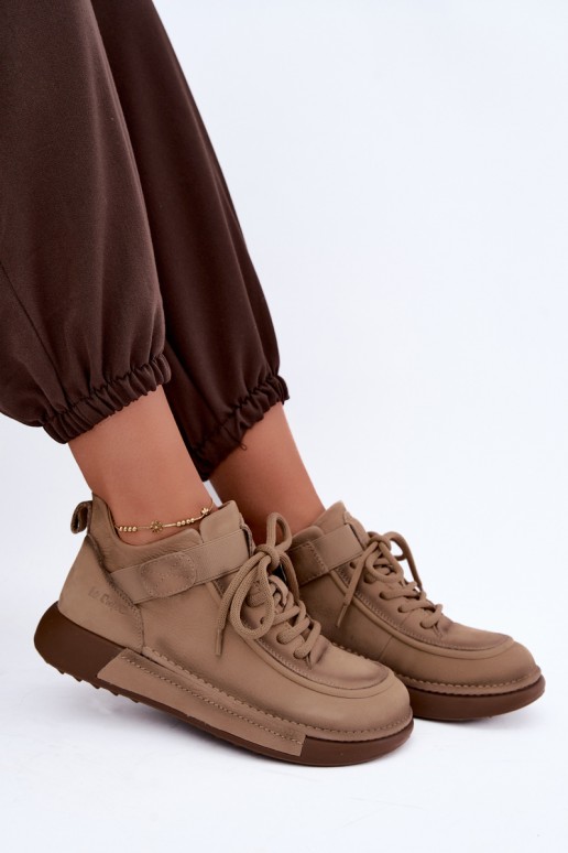 siltināti potītes zābaki no dabīgās ādas Lee Cooper LCJ-26-19-4603 haki krāsā