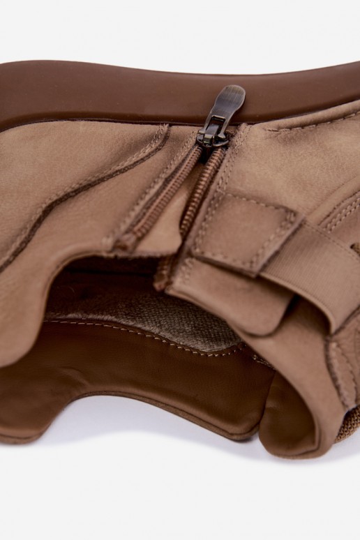 siltināti potītes zābaki no dabīgās ādas Lee Cooper LCJ-26-19-4603 haki krāsā