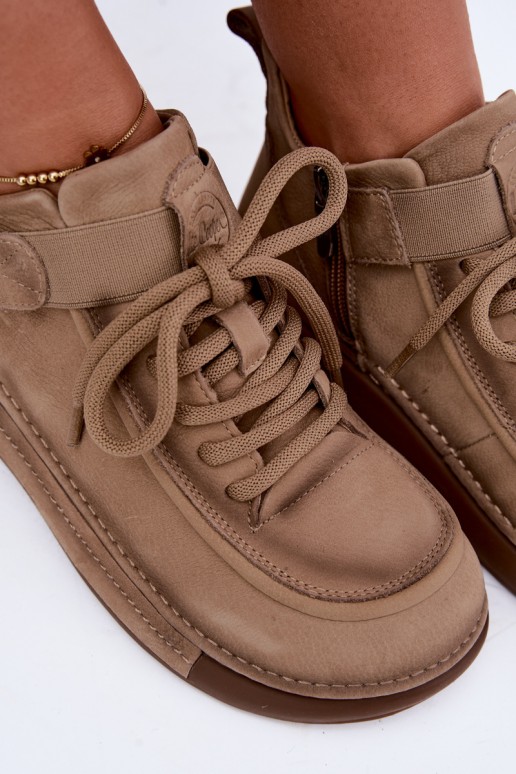 siltināti potītes zābaki no dabīgās ādas Lee Cooper LCJ-26-19-4603 haki krāsā
