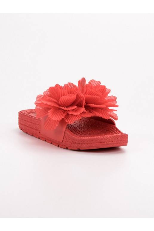 Sarkanas krāsas Čības ar puķītēm BAT_CK88R  - 6