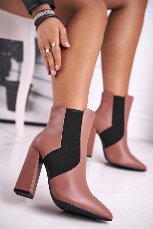 Naiste poolsaapad kõrge jämeda kontsaga Tumeroosad värvi Good Vibes BAT_L1330 PINK  - 2 Naiste poolsaapad kõrge jämeda kontsaga Tumeroosad värvi Good Vibes BAT_L1330 PINK  - 2