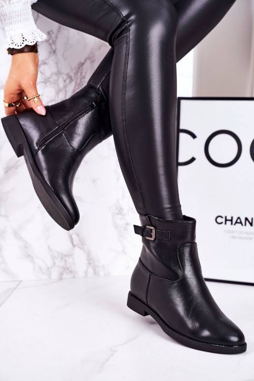 Siltināti sieviešu puszābaki ar sprādzēm melnas krāsas Halfway J.STAR But - 3