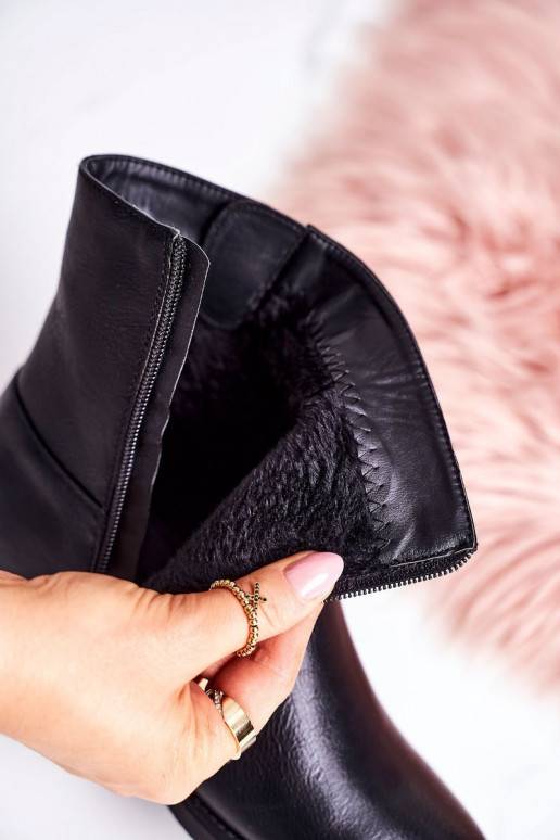 Siltināti sieviešu puszābaki ar sprādzēm melnas krāsas Halfway J.STAR But - 4