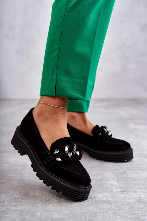 Apavi zamšādas Laura Messi melnas krāsas