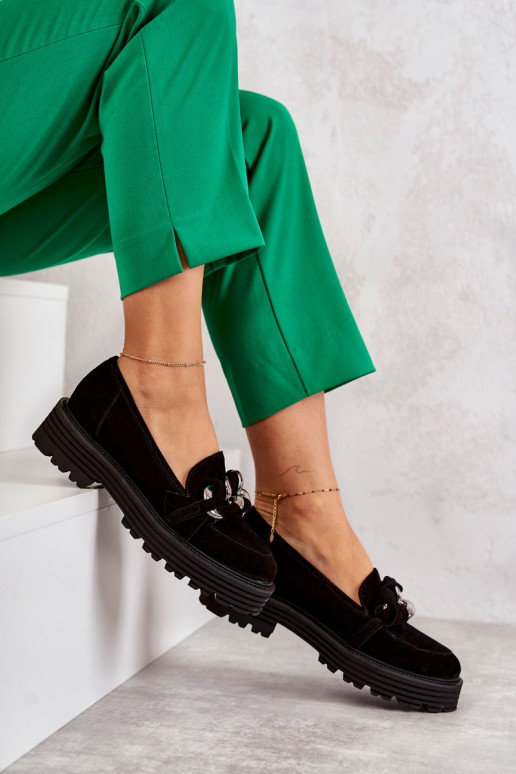 Apavi zamšādas Laura Messi melnas krāsas