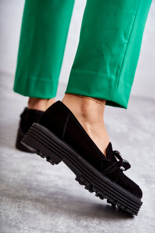 Apavi zamšādas Laura Messi melnas krāsas