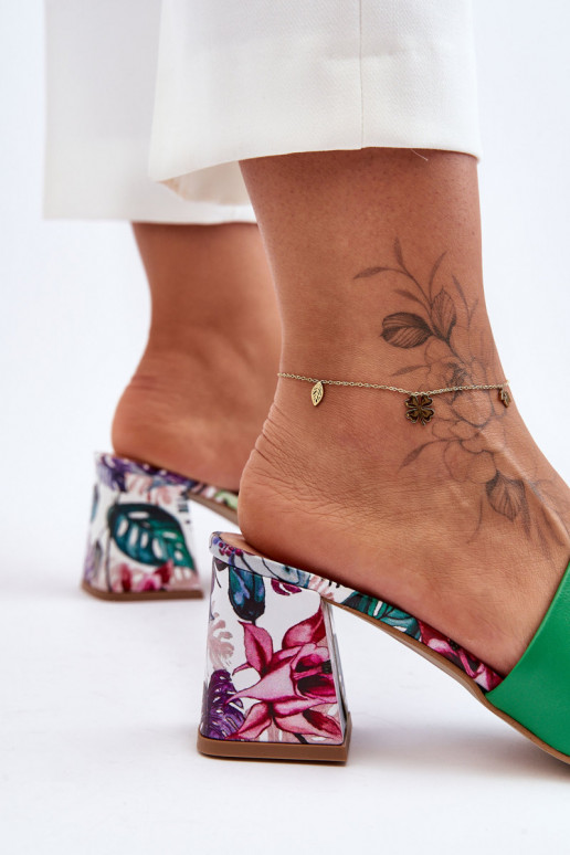 Čibas no dabīgas ādas ar papēdi  Shoes 3209/K Zaļas krāsas