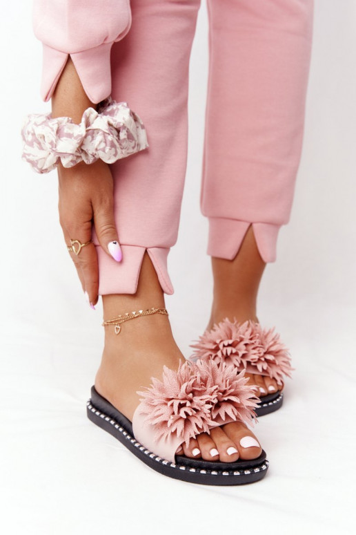 Guminės šlepetės su kniedėmis rožinės...