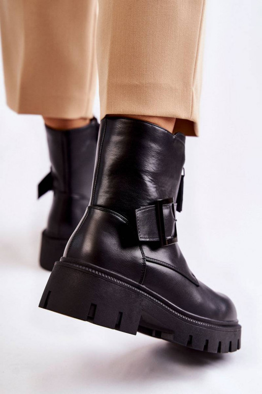 Sieviešu puszābaki siltināti ar rāvējslēdzējiem melnas krāsas Torey