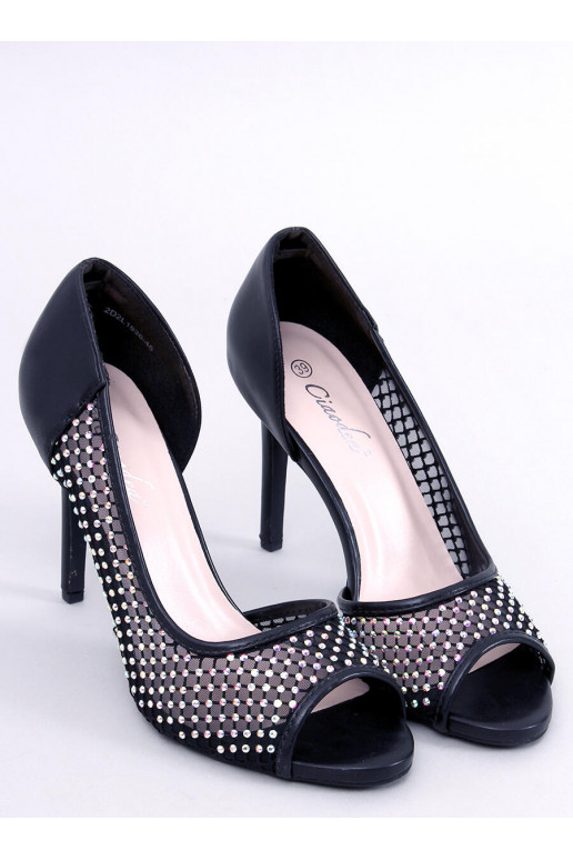 Augstpapēžu kurpes open toe GLASS BLACK