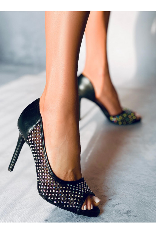 Augstpapēžu kurpes open toe GLASS BLACK