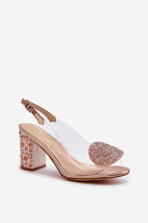 Sandales Caurspīdīgas ar papēdi Zelta... Sandales Caurspīdīgas ar papēdi Zelta...