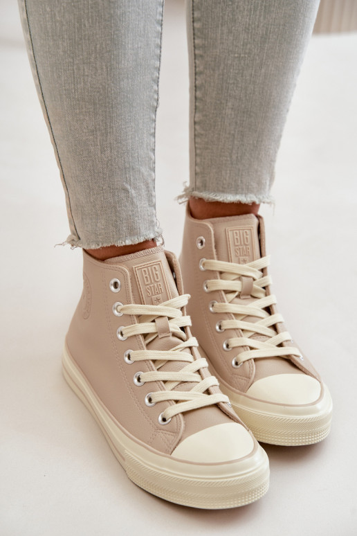 sieviešu puszābaki siltināti no eko ādas smilšu krāsas Big Star OO274934