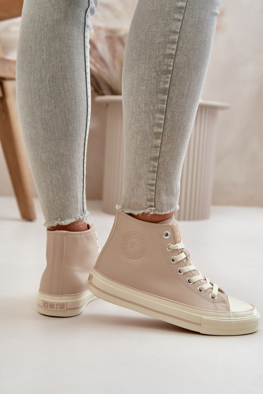 sieviešu puszābaki siltināti no eko ādas smilšu krāsas Big Star OO274934