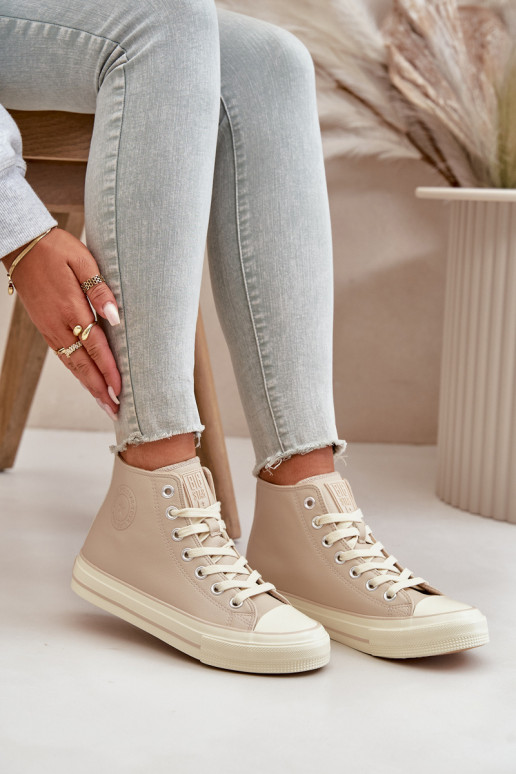 sieviešu puszābaki siltināti no eko ādas smilšu krāsas Big Star OO274934