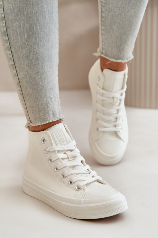 sieviešu puszābaki siltināti no eko ādas baltas krāsas Big Star OO274932 sieviešu puszābaki siltināti no eko ādas baltas krāsas Big Star OO274932