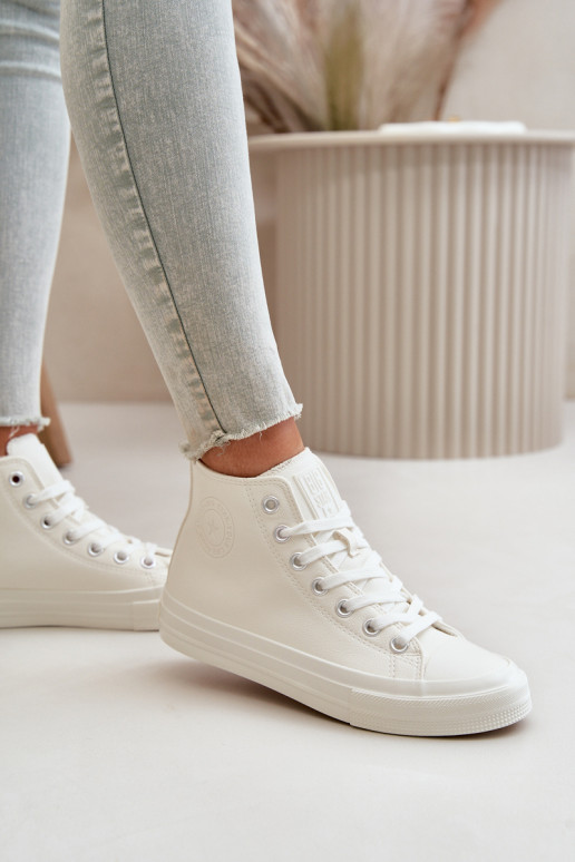 sieviešu puszābaki siltināti no eko ādas baltas krāsas Big Star OO274932 sieviešu puszābaki siltināti no eko ādas baltas krāsas Big Star OO274932