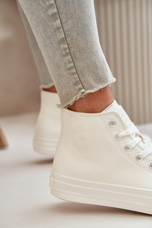 sieviešu puszābaki siltināti no eko ādas baltas krāsas Big Star OO274932 sieviešu puszābaki siltināti no eko ādas baltas krāsas Big Star OO274932