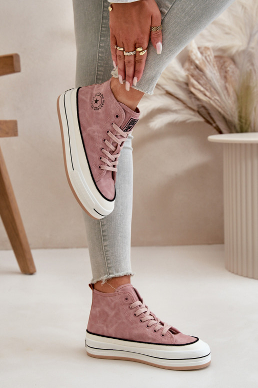 siltināti sieviešu puszābaki ar platformu Eko Āda Big Star OO274068 Rozā krāsas