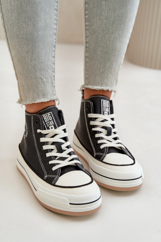 siltināti sieviešu puszābaki ar platformu Eko Āda Big Star OO274062 melnas krāsas