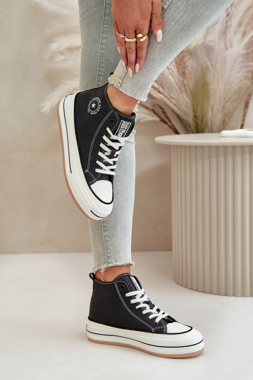 siltināti sieviešu puszābaki ar platformu Eko Āda Big Star OO274062 melnas krāsas