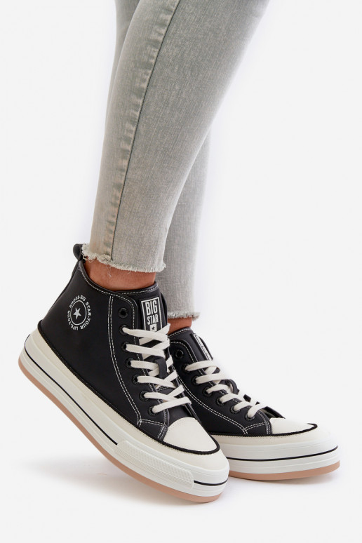 siltināti sieviešu puszābaki ar platformu Eko Āda Big Star OO274062 melnas krāsas