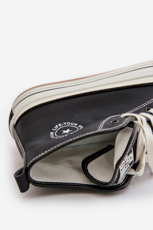 siltināti sieviešu puszābaki ar platformu Eko Āda Big Star OO274062 melnas krāsas