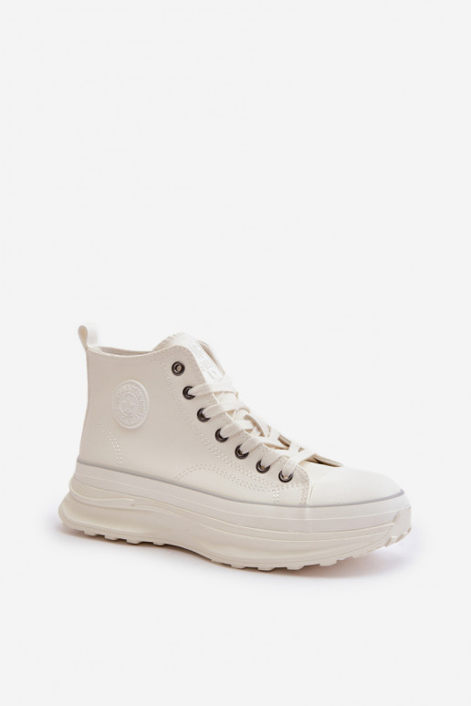 sieviešu puszābaki ar platformu Eko Āda Big Star OO274064 baltas krāsas