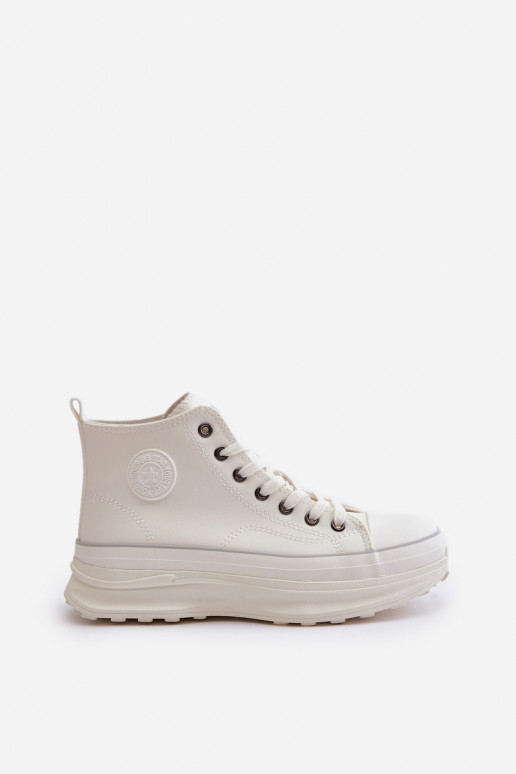 sieviešu puszābaki ar platformu Eko Āda Big Star OO274064 baltas krāsas