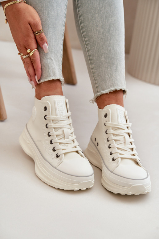 sieviešu puszābaki ar platformu Eko Āda Big Star OO274064 baltas krāsas