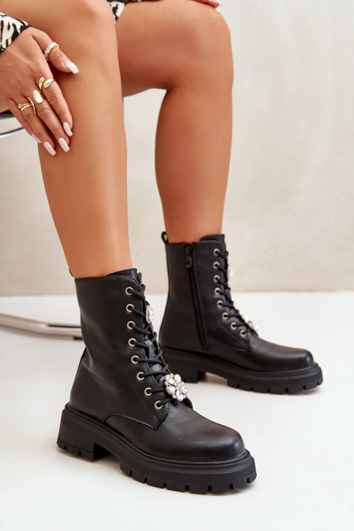 zābaki Sieviešu Eko Āda Z Przypinkami melnas krāsas Kristines