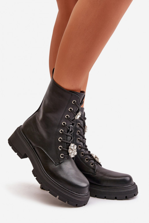 zābaki Sieviešu Eko Āda Z Przypinkami melnas krāsas Kristines