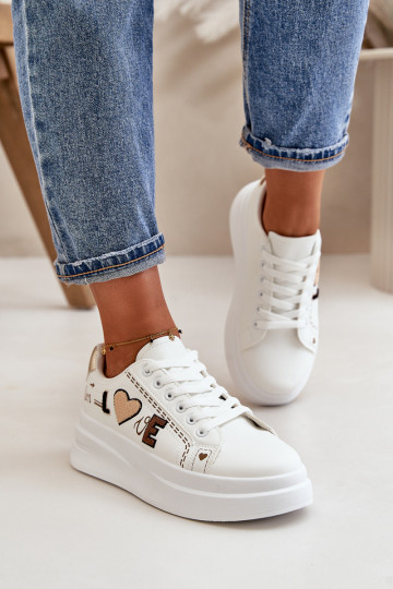Sneakers modeļa apavi Sieviešu ar platformu Ar greznu Ieslēgtspisem baltas krāsas Orlian