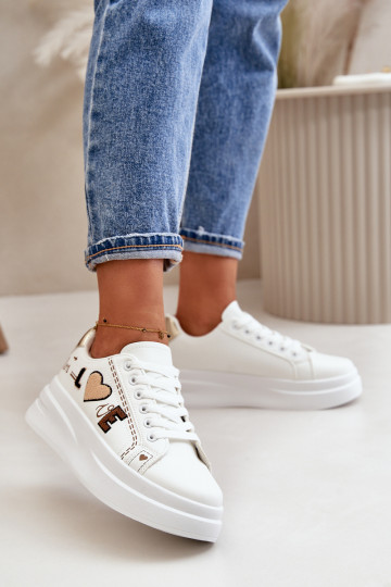Sneakers modeļa apavi Sieviešu ar platformu Ar greznu Ieslēgtspisem baltas krāsas Orlian 2