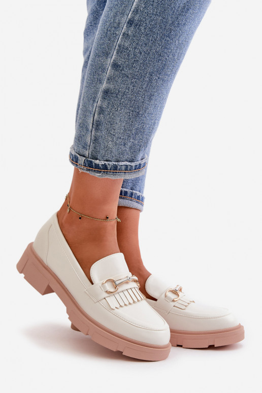 sieviešu mokasīni ar ornamentiem Eko Āda baltas krāsas Tialorae