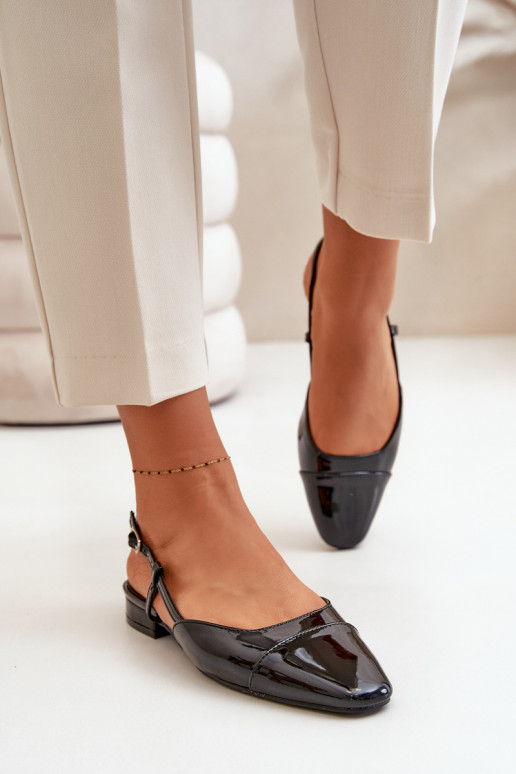 Lakotas balerīnas Uz Zema Papēža Apavi ar spicu purngalu melnas krāsas Kairael