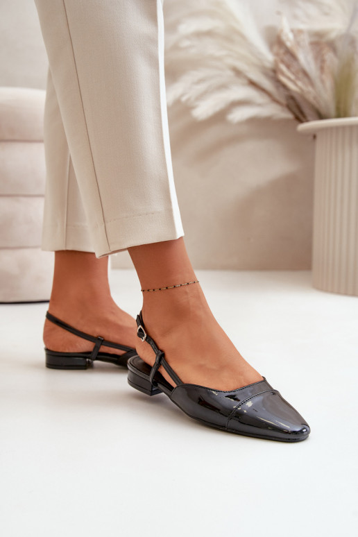 Lakotas balerīnas Uz Zema Papēža Apavi ar spicu purngalu melnas krāsas Kairael