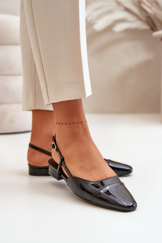 Lakotas balerīnas Uz Zema Papēža Apavi ar spicu purngalu melnas krāsas Kairael