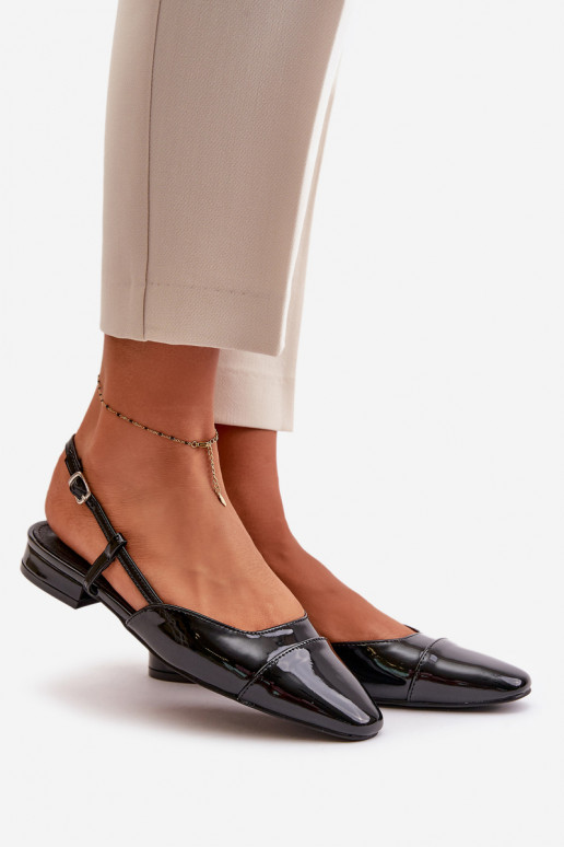 Lakotas balerīnas Uz Zema Papēža Apavi ar spicu purngalu melnas krāsas Kairael